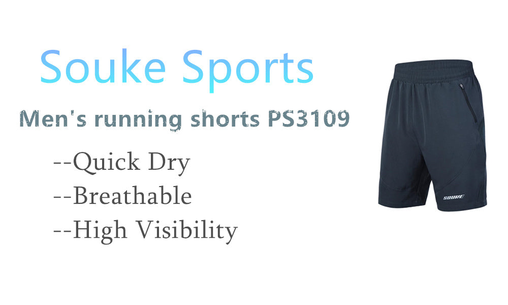 Souke Sports Men's Quick-Dry Running Shorts-PS3109-Grey