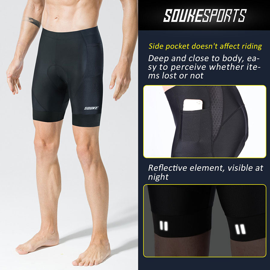 Souke Sports 4D Padded Quick Dry Bike Shorts for Men - PS6022-Black