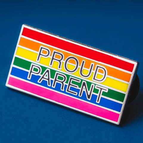 proud parent rainbow flag pride wearable enamel pin