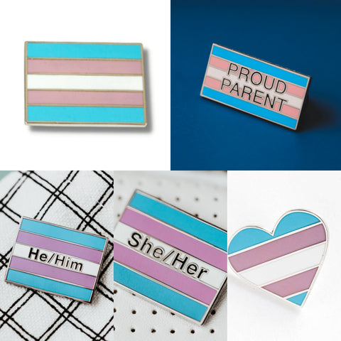 Transgender pride enamel pins for wearing on pins, jackets, hats and more by Dream Maker Pins