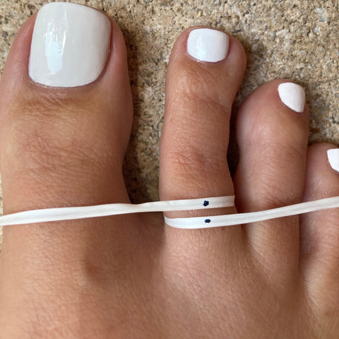 How to measure a toe ring - method using floss