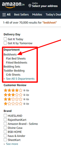 Filter Bedsheets on Amazon India