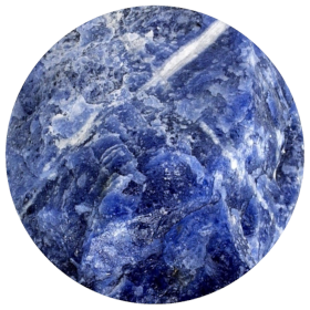 Pierre Bleu sodalite, pour aquarium: bleu strié de blanc