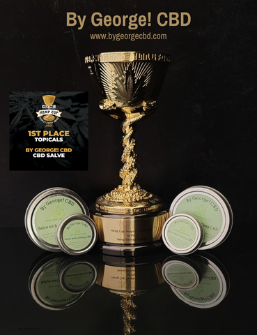 High Times Magazine Hemp Cup Trophy and award-winning CBD salve