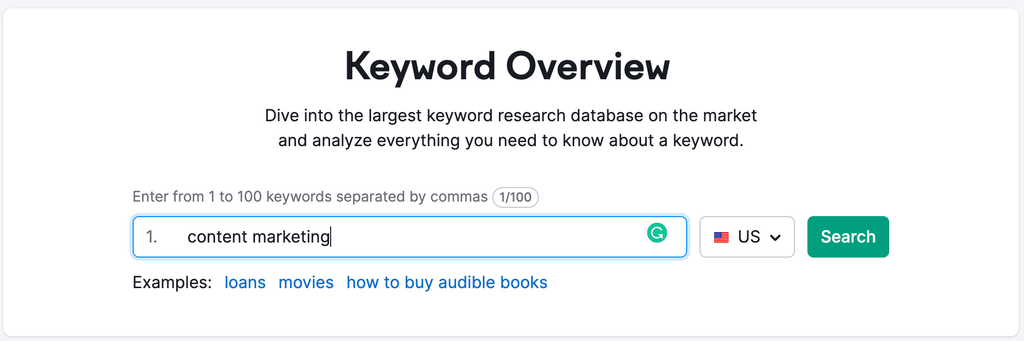 Semrush Keyword Overview Tool