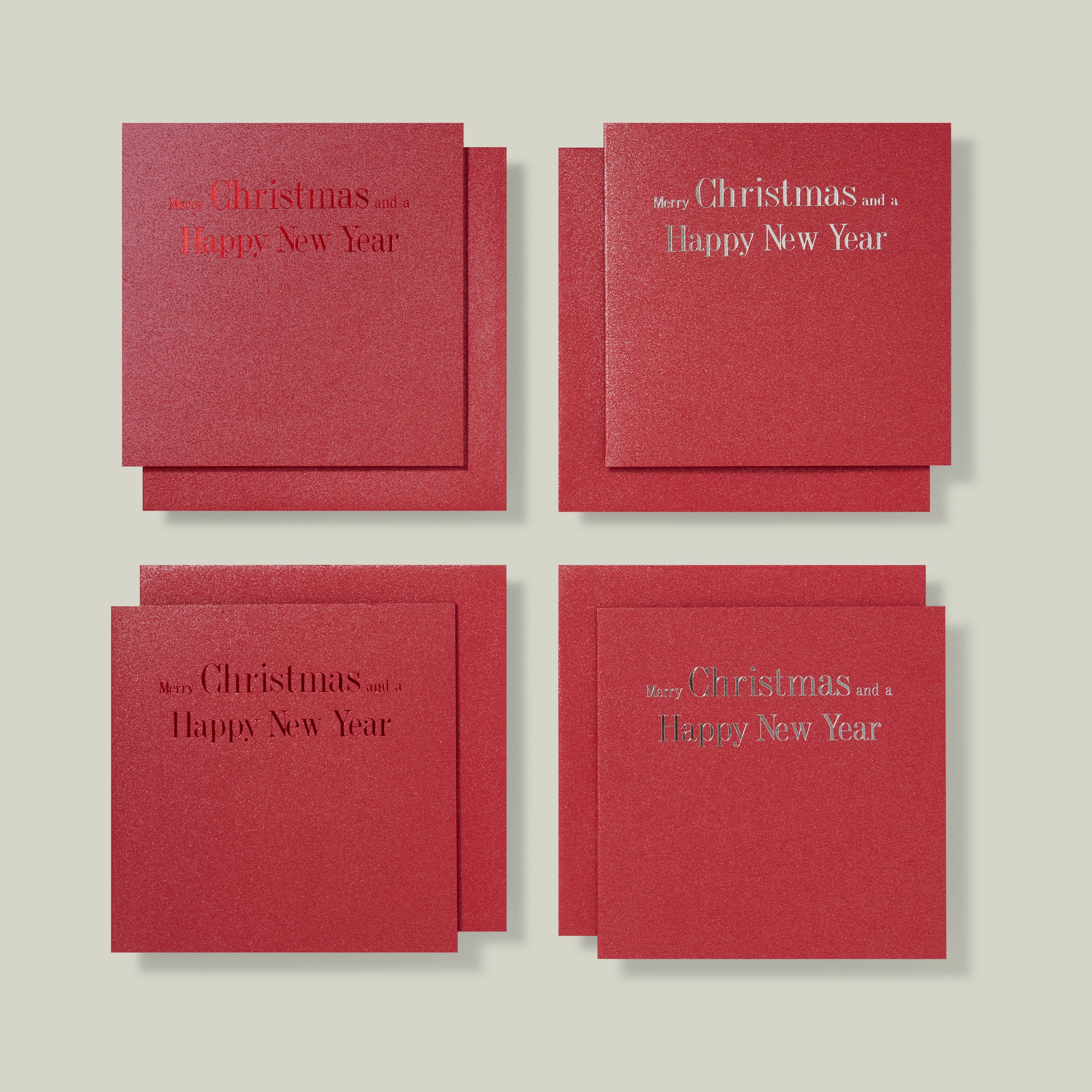 Red Sparkled Hot-Foiled Christmas Cards - Story of Elegance