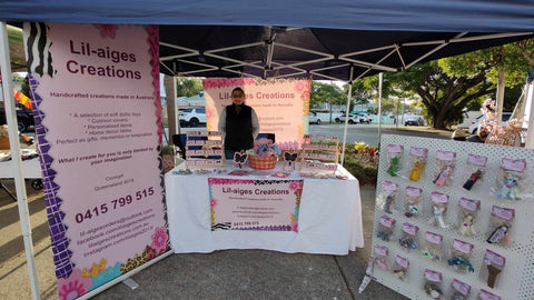 Bronwyn from Lil-aiges Creations at Kate Street Markets, Woody Point Queensland on Saturday 1 July 2023