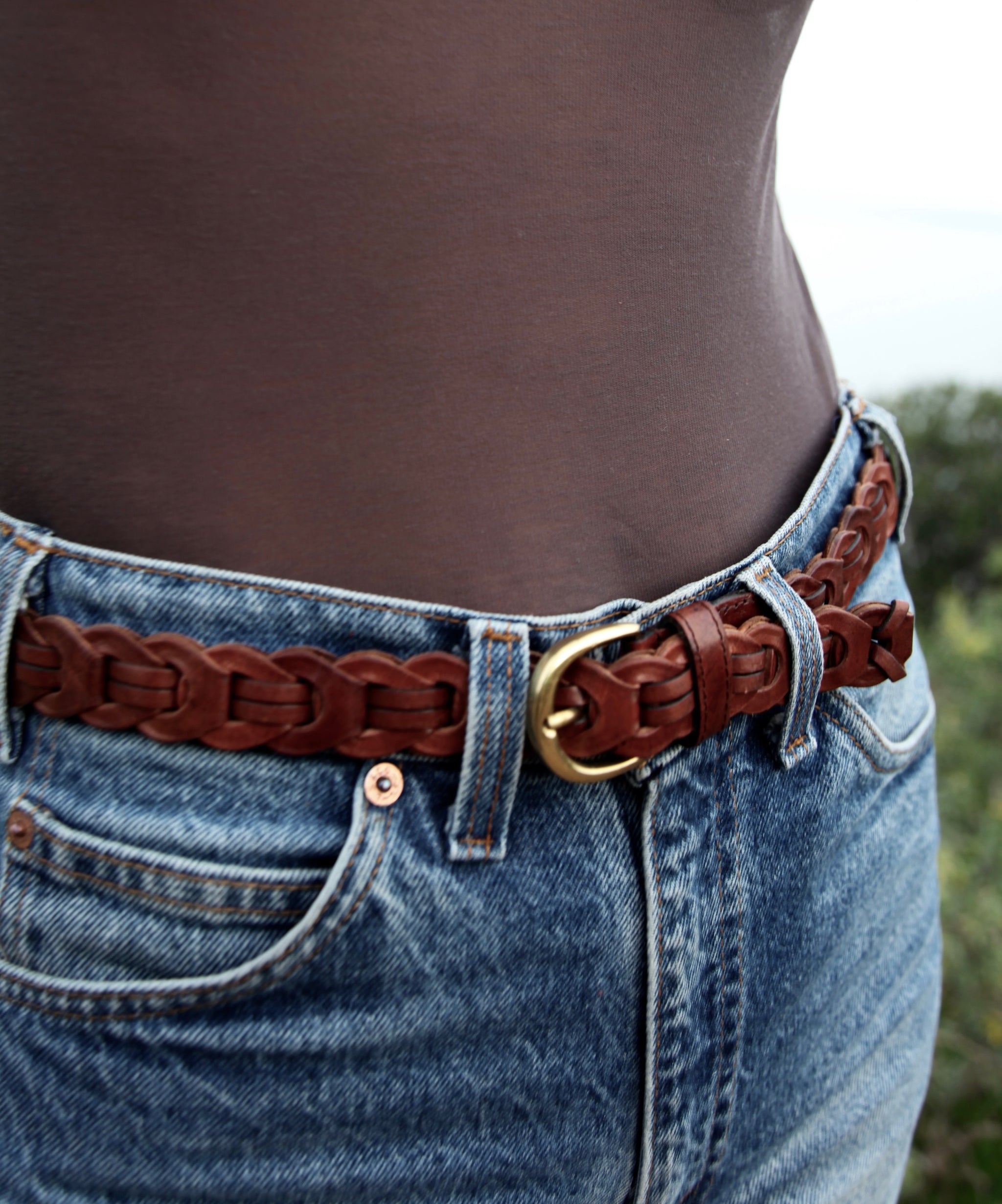 braided leather belt