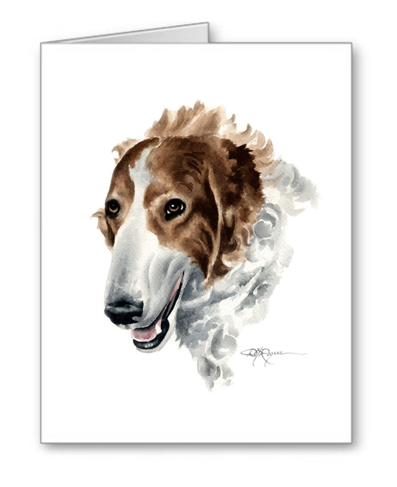 Borzoi Watercolor Note Card Art by Artist DJ Rogers – Dog Prints Gallery