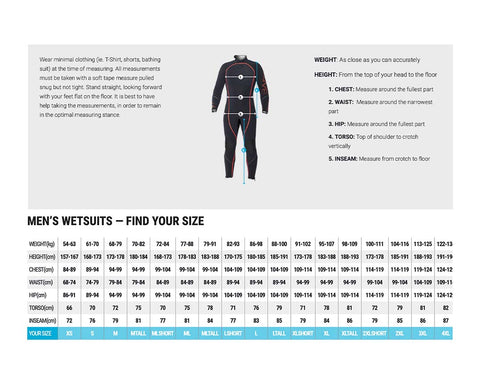 men wetsuit sizes