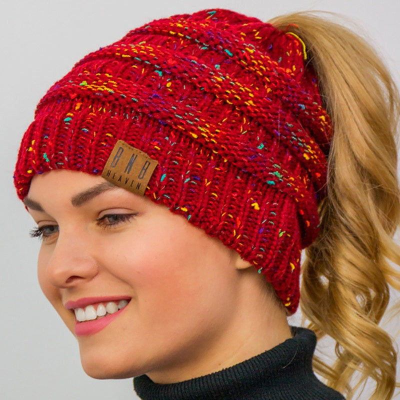 ponytail knit hat