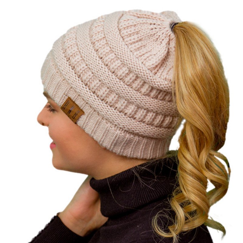 Messy Bun Beanie Ponytail Beanie Winter Hat With Hole For ...