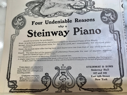 Steinway advertisement from the 1930's showing price doesn't depreciate