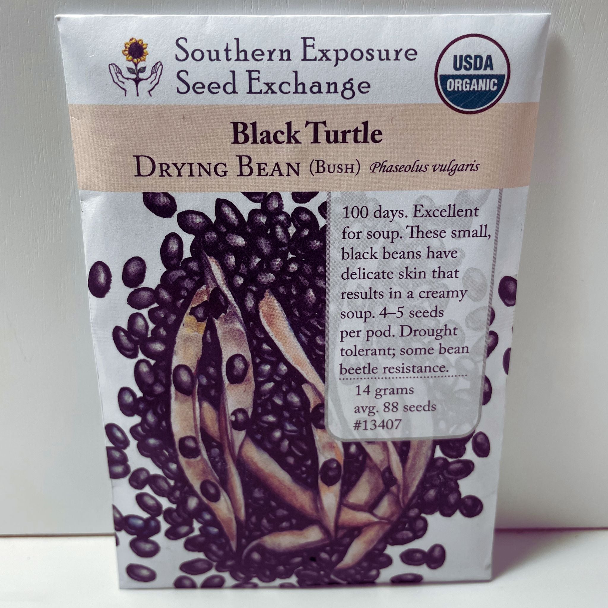 Organic Bean, Bush Black Turtle (1/2 lb)