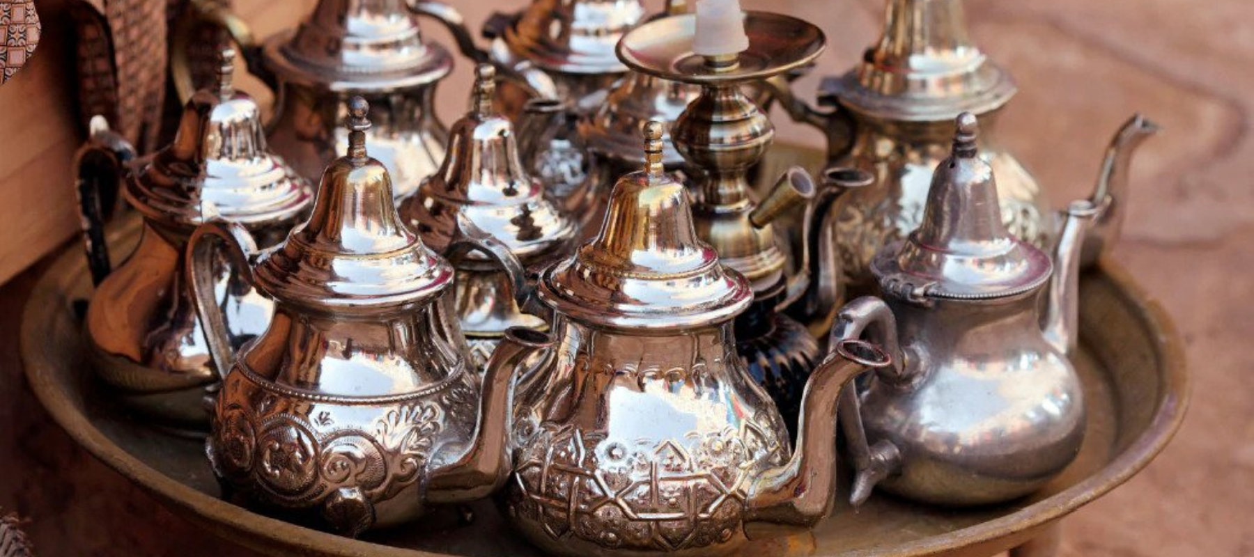 Tea set in the evening markets of Ouarzazate