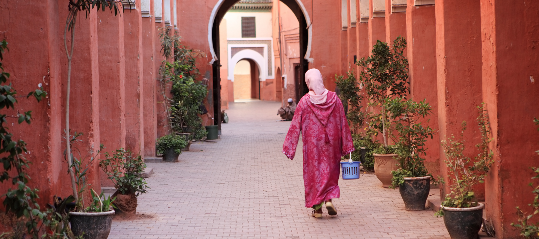 A woman walking through the streets of Marrakech