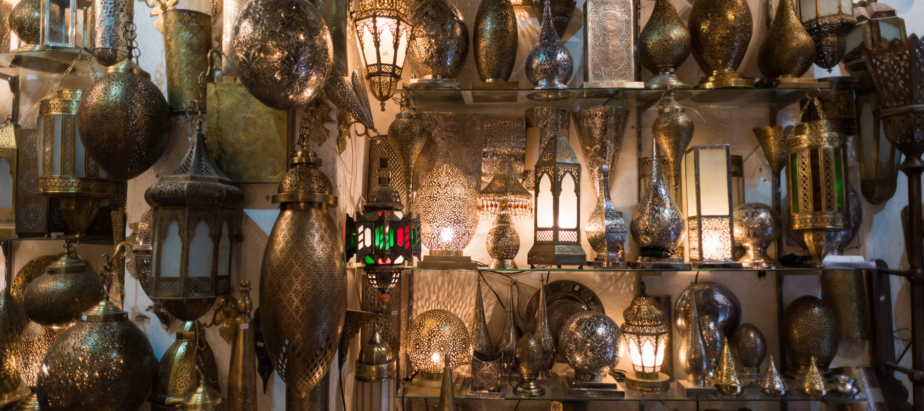 Moroccan lampshades Souk in Fez