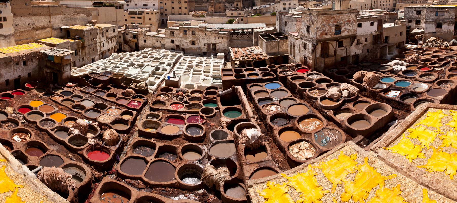 Making of Moroccan leather in Fez tanneries