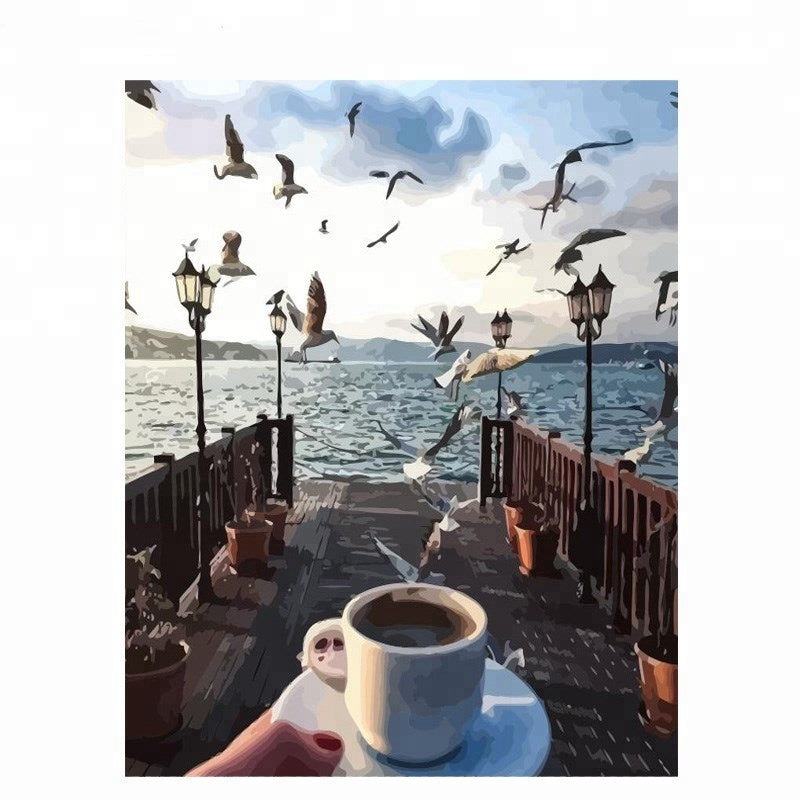 Morning Coffee With Seagulls Popular Item - 