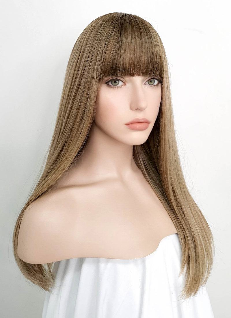 Blonde With Brown Roots Straight Synthetic Wig NS096