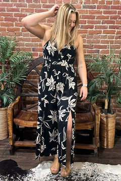 V-Neck Jumpsuit with Slit Leg By Angie
