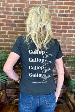 Gallop 'n Glitz V-Neck Tee - Black Frost