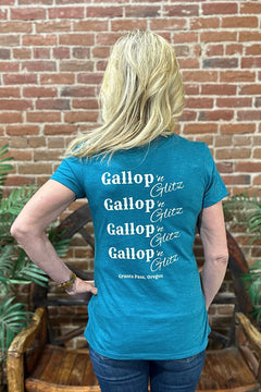 Gallop 'n Glitz V-Neck Tee - Teal