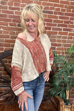 Tan Crop Pull Over Sweater By Angie