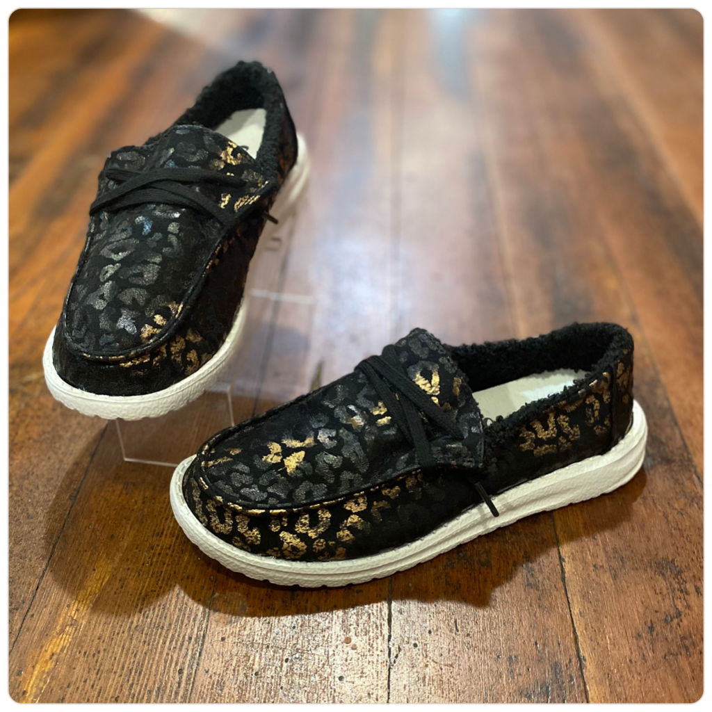 gypsy jazz black leopard shoes