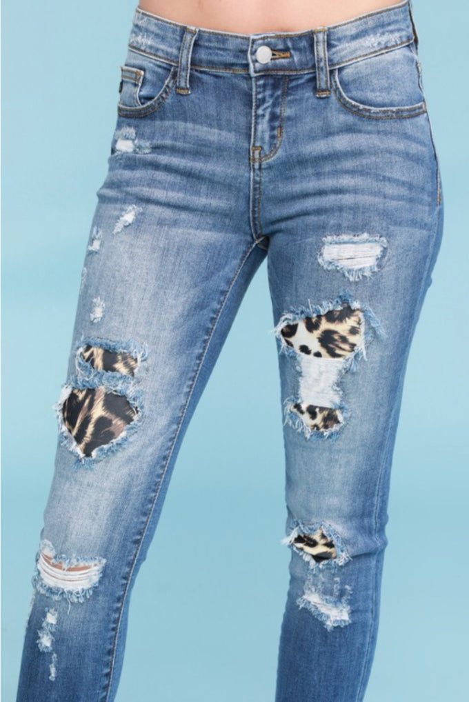 judy blue leopard distressed jeans