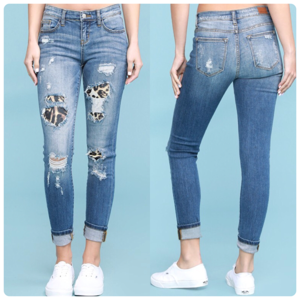 judy blue leopard patch jeans