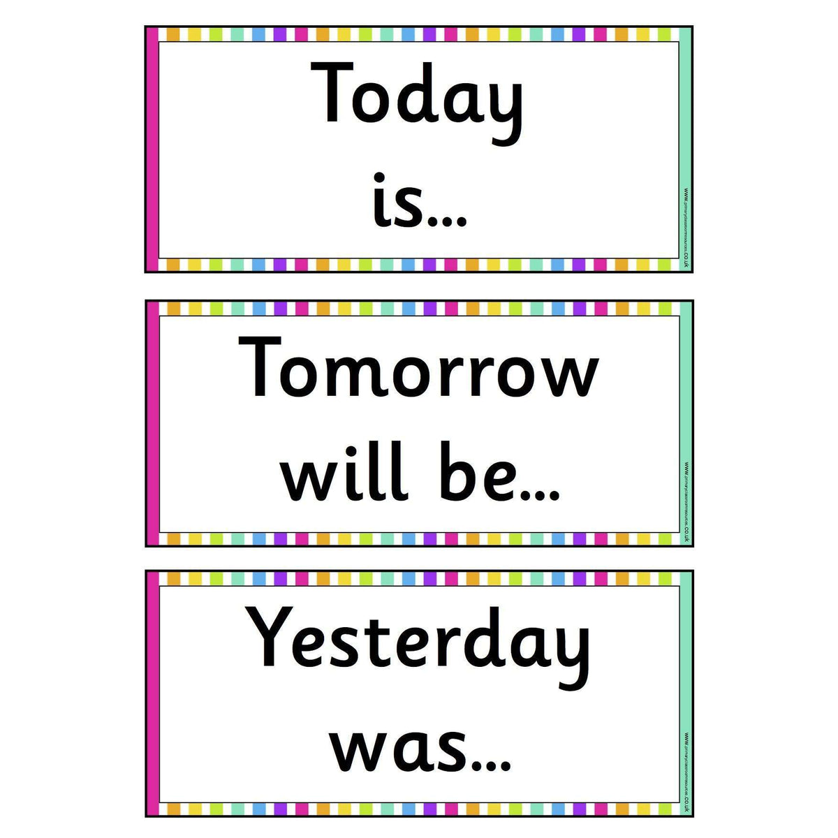 Rainbow Visual Timetable Today, Tomorrow and Yesterday plus Days of
