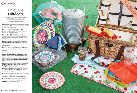 Freckled Sage Cherry White Tablecloth / Picnic Mat in Cooking with Paula Deen Magazine