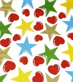 Freckled Sage Hearts and Stars Red/Gold