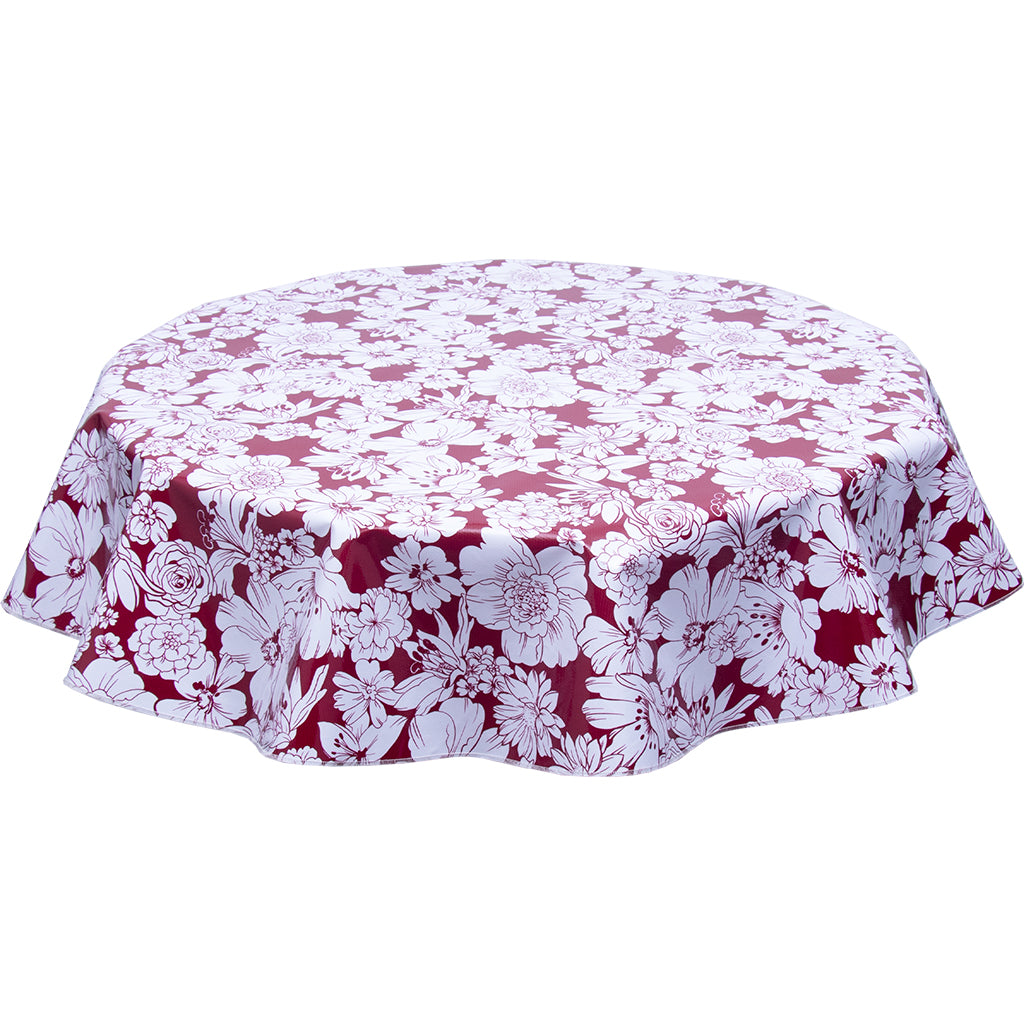 Round Oilcloth Tablecloth Chelsea Flowers On Burgundy Freckled Sage   37 891d9c7f 2ada 4397 Bbea 4d4d9de2fb71 1024x1024 