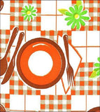 Picnic Orange and Brown Oilcloth Tablecloth
