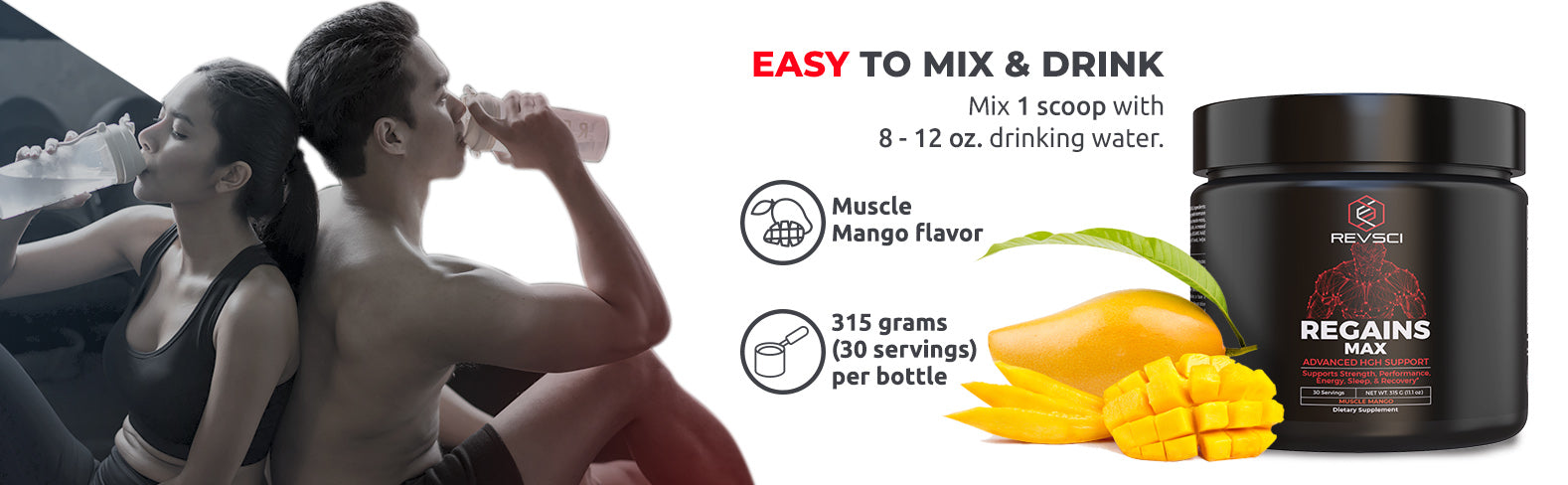 Regains MAX HGH Support Easy to Mix, Delicious to Drink