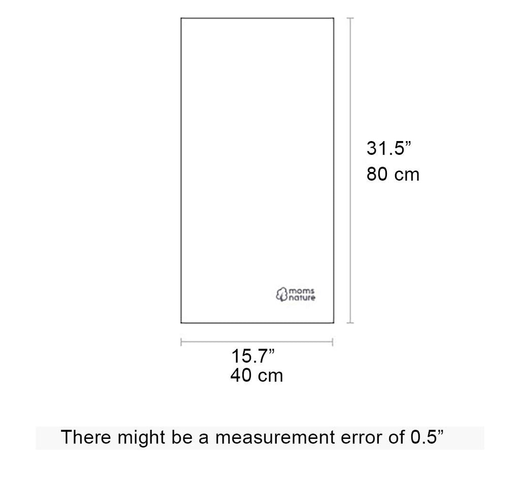 Premium Bamboo Baby Towel Size chart