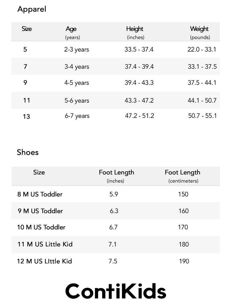 Size Chart for Kids – MamaMoor