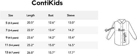 Long Shirt Dress Size Chart