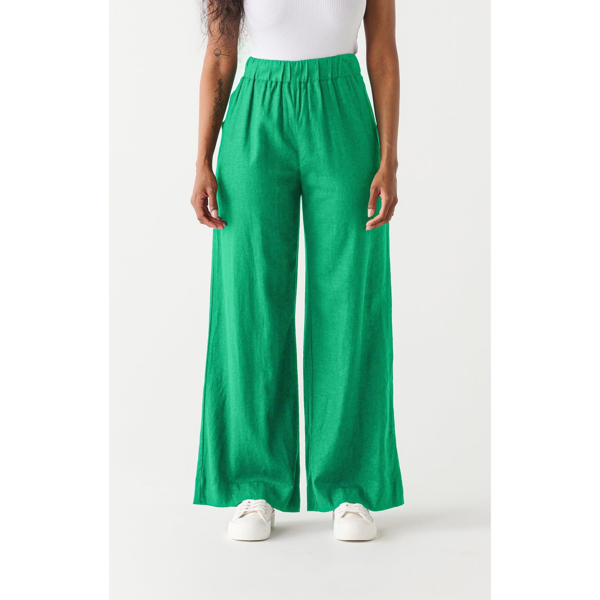 Linen Rich Wide Leg Trousers