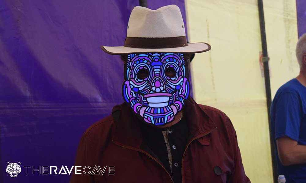 Craig Charles from The Gadget Show wearing Outline Montreal LED Mask