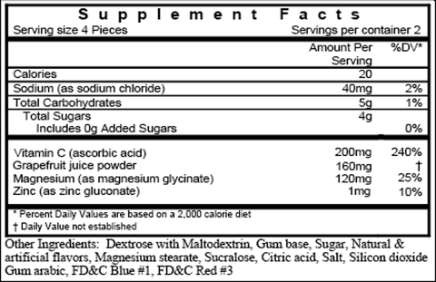 Cosmic Mojito Gum supplement facts