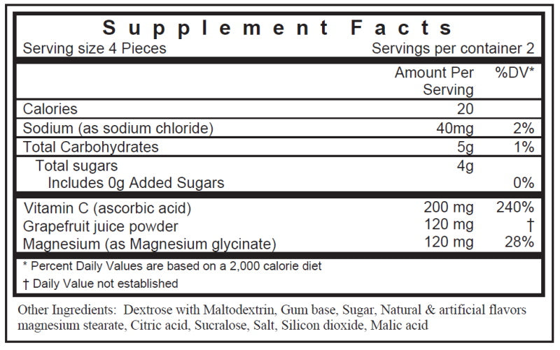 vitaplur kinetic orange chewing gum supplement facts