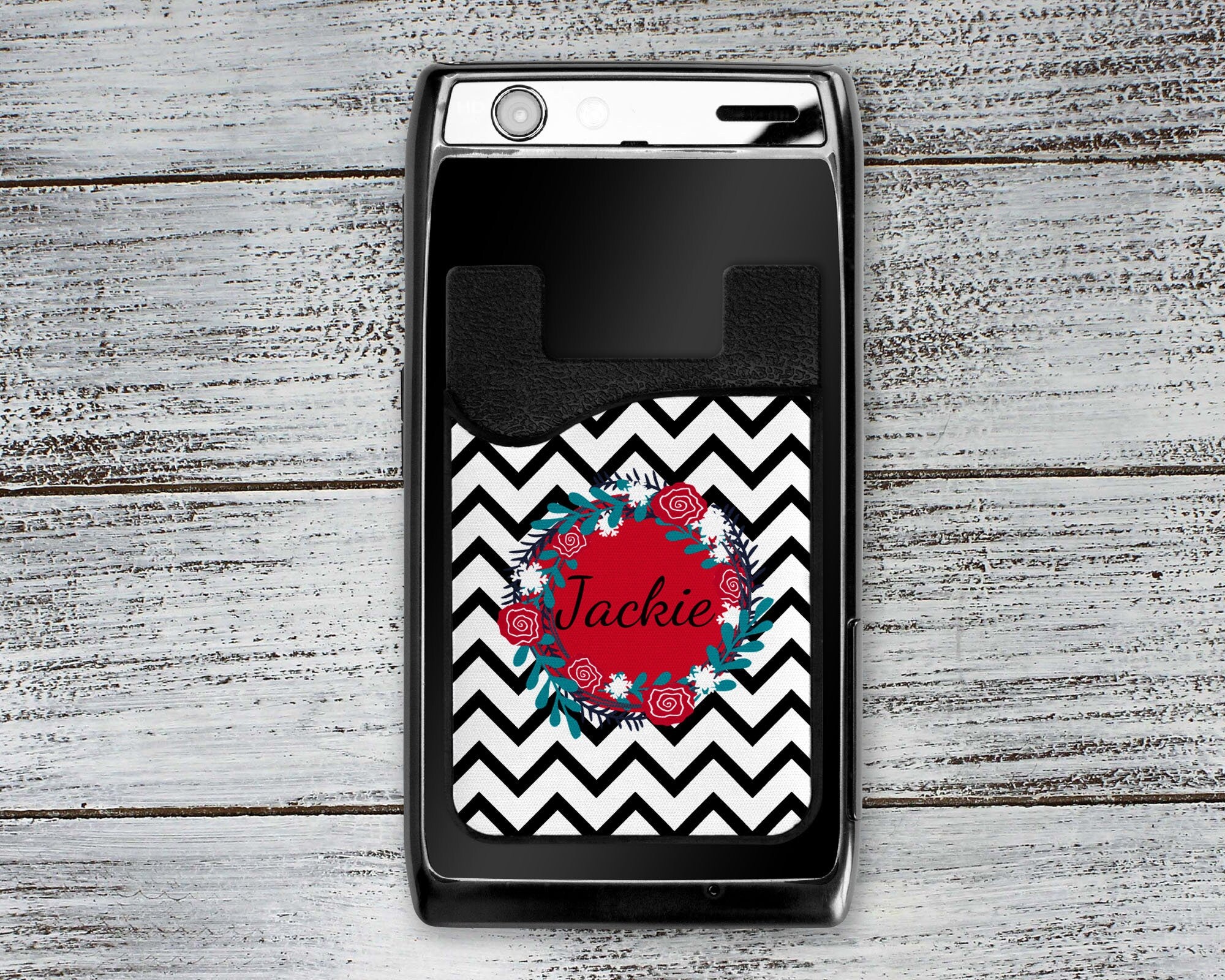 Personalized Cell Phone Caddy | Monogram Phone Wallet | Black Ch