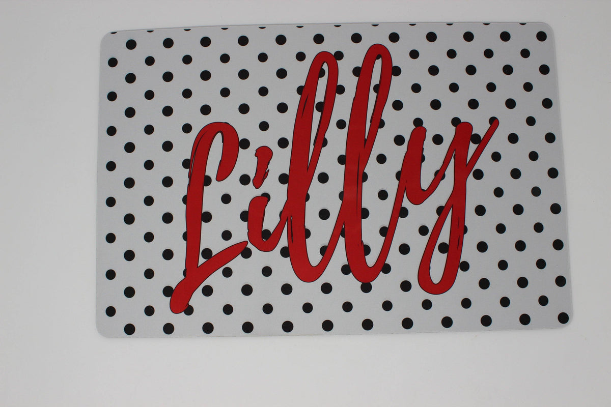 Personalized Pet Placemat | Custom Pet Placemat | Pet Accessories | Red and Black Polka Dot - This &amp; That Solutions - Personalized Pet Placemat | Custom Pet Placemat | Pet Accessories | Red and Black Polka Dot - Personalized Gifts &amp; Custom Home Decor