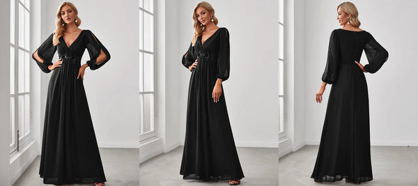 exquisite black bridesmaid dress