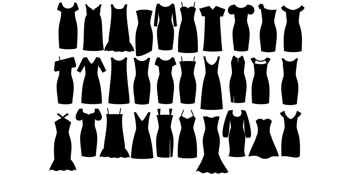 Set of woman little black dresses