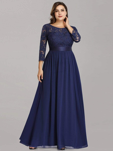 Simple Plus Size Lace Work Christmas Party Dress with Half Sleeves