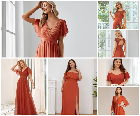 Burnt Orange fall wedding guest dresses